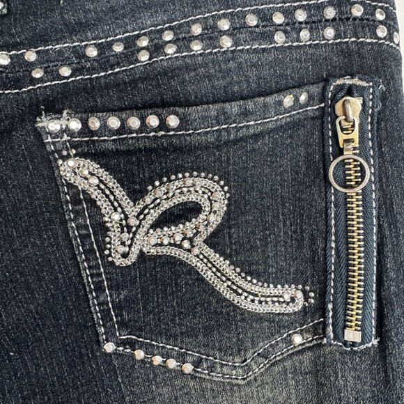 Rocawear‎ Womens Studded Letter R Dark Wash Denim Skinny Jeans Size 3 - Picture 7 of 10